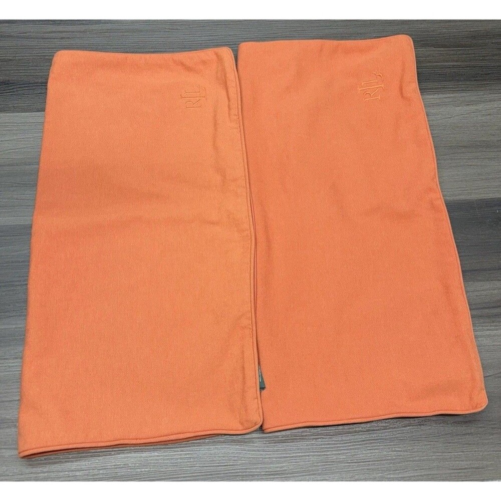 Set of 2 RLL Ralph Lauren Standard Pillowcases Orange Cases
